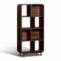 **Modern Wooden Bookshelf with Open Compartments**