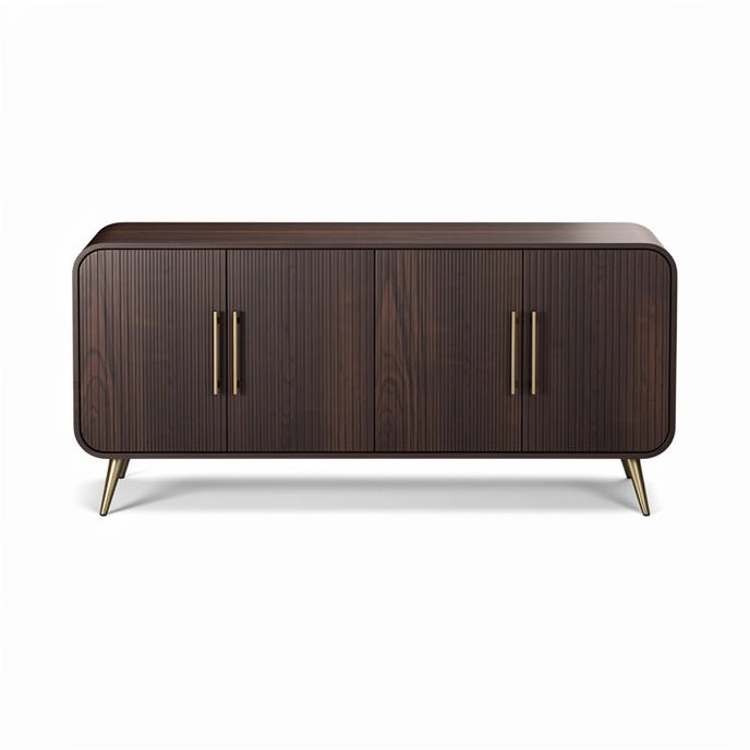 **Modern Dark Wood Sideboard with Gold Accents**