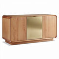 **Modern Wooden Sideboard with Gold Accents**