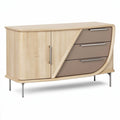 **Mid-Century Modern Wooden Sideboard with Curved Design**