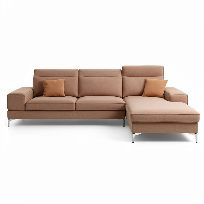 **Modern L-Shaped Sofa with Cushions**