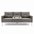 **Modern Grey Sofa with Integrated Cup Holder**