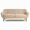 **Elegant Mid-Century Modern Beige Sofa with Wooden Legs**