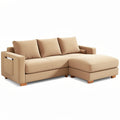 **Modern Beige Sectional Sofa with Storage Chaise**