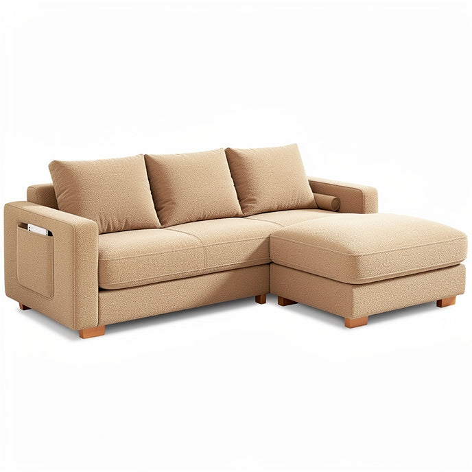 **Modern Beige Sectional Sofa with Storage Chaise**
