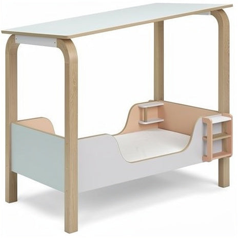 **Technical Title: Modern Minimalist Kids' Bed with Storage and Canopy Design**