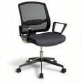 **Ergonomic Black Mesh Office Chair with Adjustable Armrests and Rolling Base**
