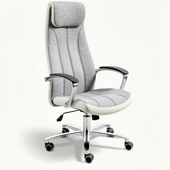 **Ergonomic Grey Office Chair with Adjustable Height and Rolling Base**